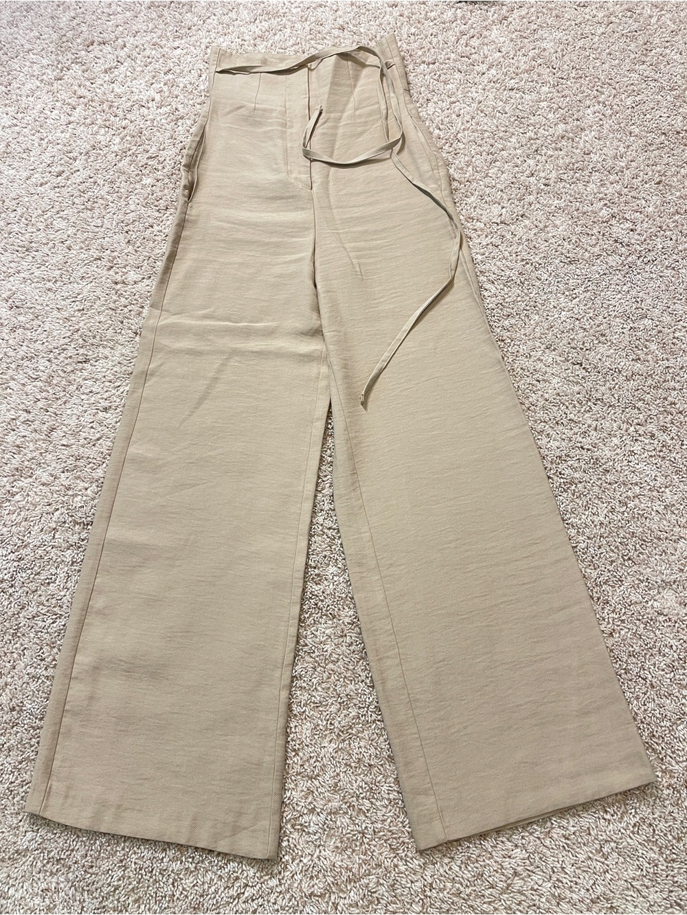 NWT Topshop High-Waist Wide-Leg Pants in Beige Size 6